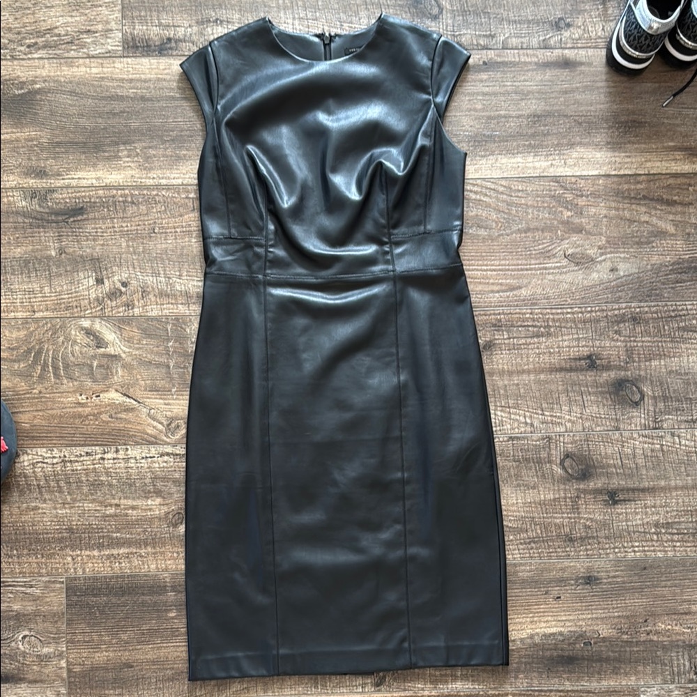 ANN TAYLOR Black Leather Dress